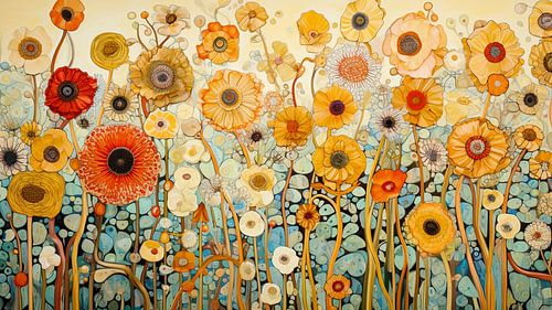 Bloemen in art nouveau stijl