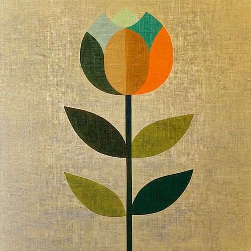 Abstracte bloem in warme tinten