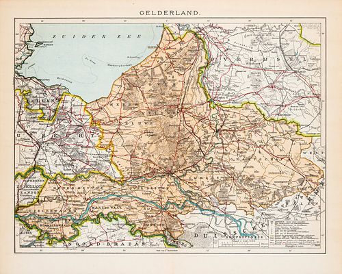 Vintage kaart Provincie Gelderland ca. 1900