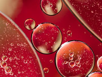Bubbles and bubbles in warm colors: red and champagne by Marjolijn van den Berg