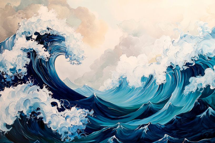 Dynamische Wellen in sanften Blau-Tönen von Poster Art Shop