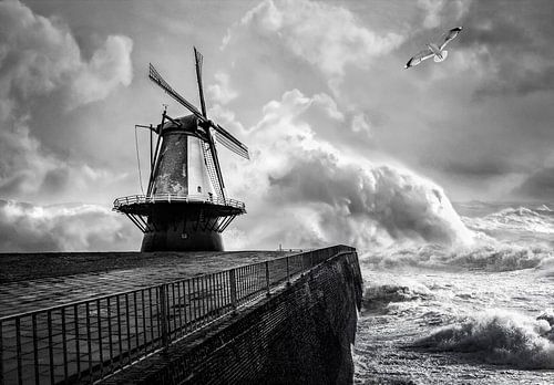 Storm op zee - Vlissingen , Zeeland