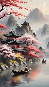 Moment zen au bord de l'eau en Asie