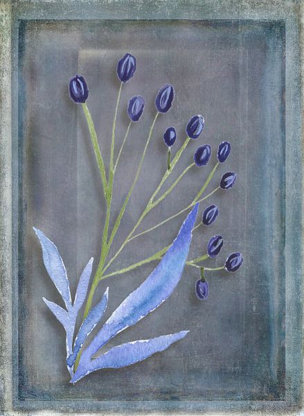 Aquarell Blau von Yvonne Smits