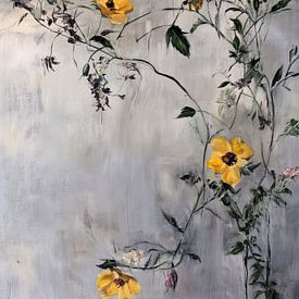 Yellow flowers painting by JBJart Justyna Jaszke