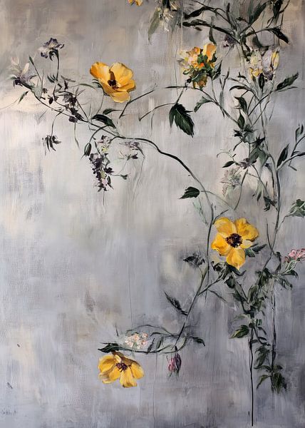 Yellow flowers painting by JBJart Justyna Jaszke
