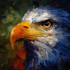 Krachtig Adelaar portret in olieverf van Stad & Wand