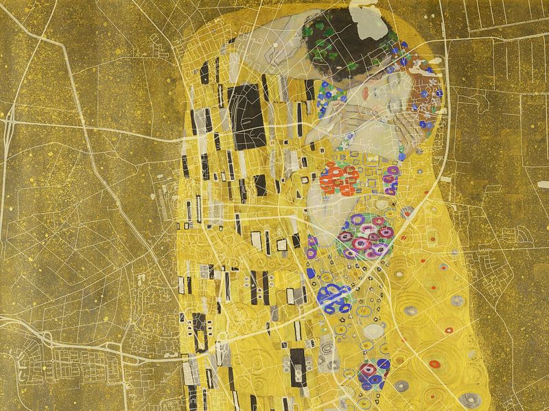 Map of Emmen with the Kiss by Gustav Klimt by De Kaartenwinkel