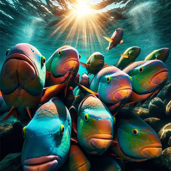 Group of Parrotfishes von Eric Nagel
