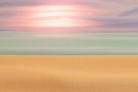 Abstracte weergave van een strandlandschap door middel van doeke