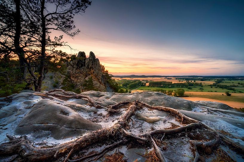 Landscape in the Harz Mountains at sunset by Voss photography