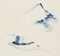 Japanische Vintage-Kunst. Eine Person in einem kleinen Boot... von Katsushika Hokusai