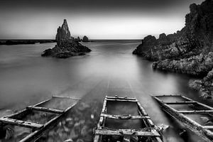 Coastal landscape near Andalusia in Spain in black and white. by Manfred Voss, Schwarz-weiss Fotografie