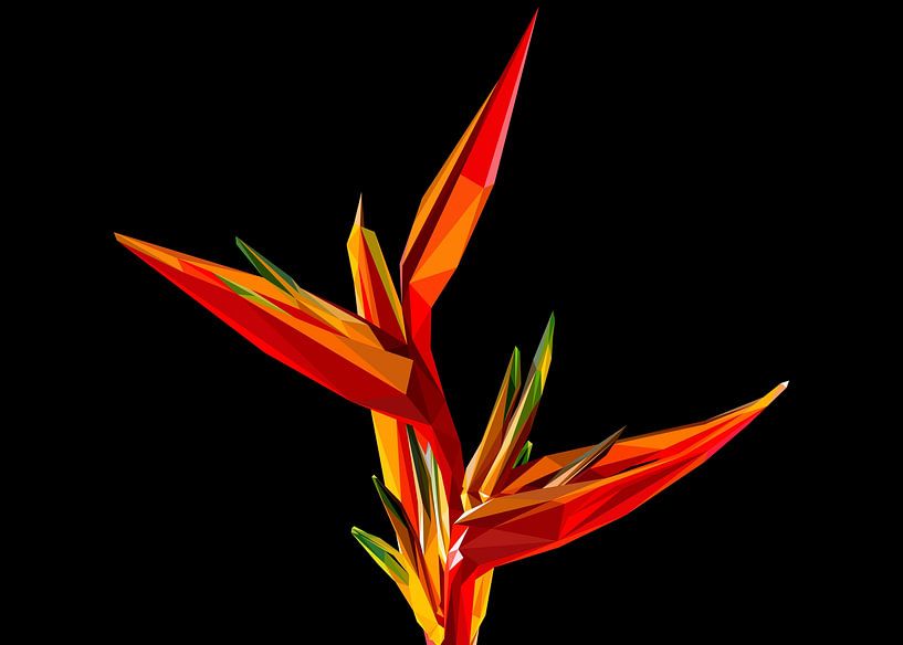 Paradiesvogel Blume in Low Poly Illustration Abstrakt von Yoga Art 15