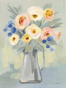 Bleke bloemen op salie, Silvia Vassileva van Wild Apple