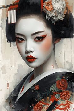 Geisha gothique dans des couleurs sombres. sur Brian Morgan