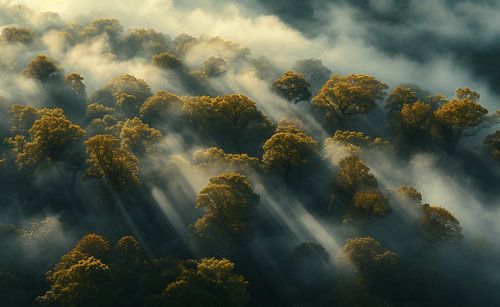 Morning mist over the forest