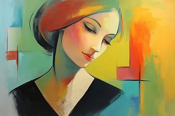 Vrouwenportret | Colorful Contemplation van De Mooiste Kunst