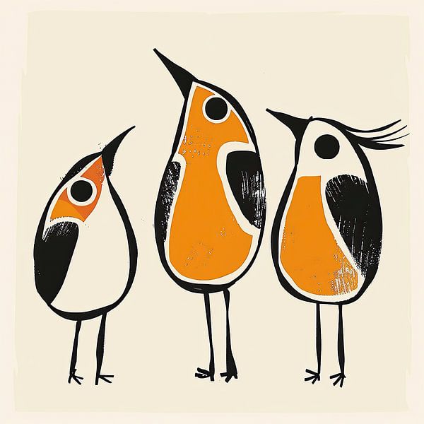 Whimsical Bird Gathering by Modern Collection