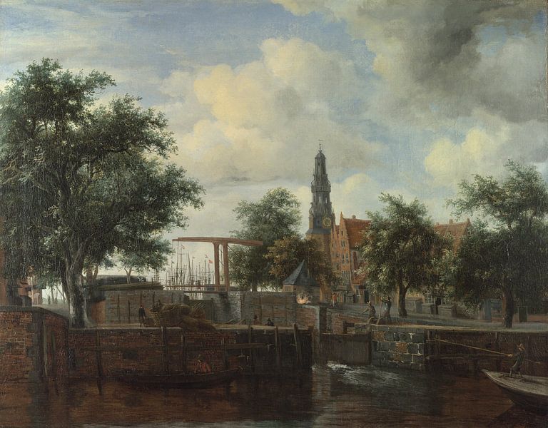 De Haarlemse sluis, Amsterdam, Meindert Hobbema van Meesterlijcke Meesters