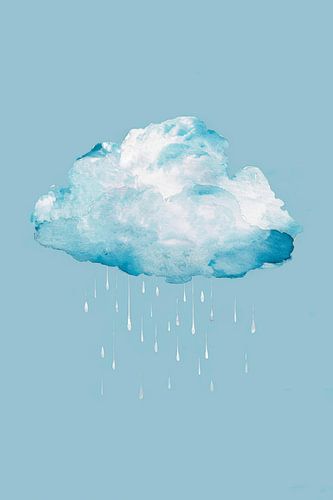 Bewolkte regen over een blauw canvas