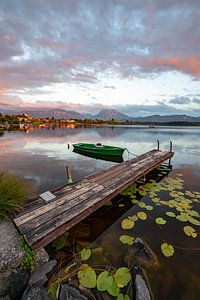 Hopfensee with jetty and rowing boat by Leo Schindzielorz