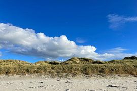 Een diepblauwe zomerlucht boven het duinlandschap van Theodor Decker