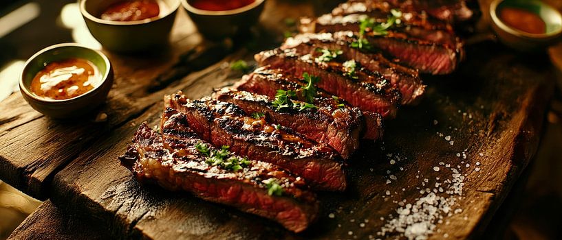 Steak juteux avec dips et fines herbes par Poster Art Shop