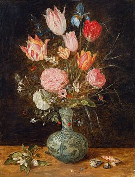 Boeket bloemen in een Chinese vaas, ca 1625, Jan Brueghel de Jonge van Atelier Liesjes