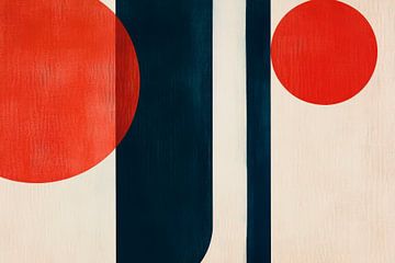 Geometric shapes in red and blue by Poster Art Shop