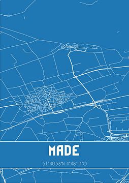 Blauwdruk | Landkaart | Made (Noord-Brabant) van MijnStadsPoster