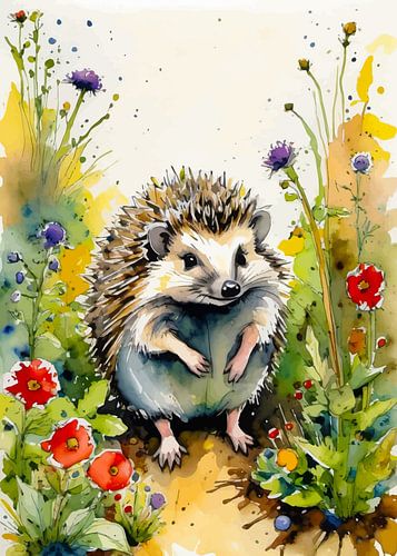 Europese egel aquarel