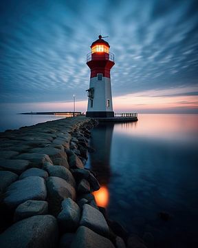 Phare au coucher du soleil sur fernlichtsicht