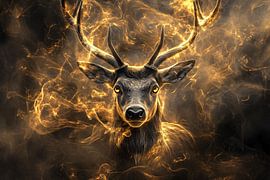 Fiery gaze of a deer by Art & Soul Creations