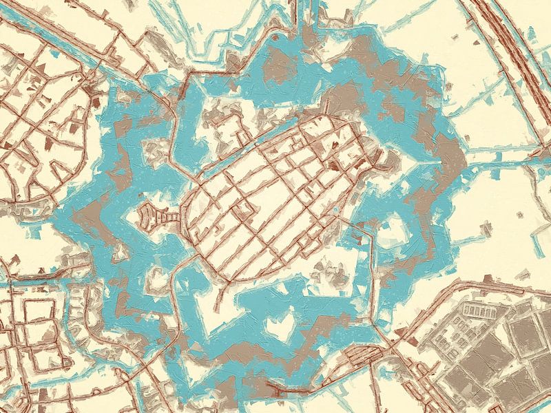 Map of Naarden in the style Blue &amp; Cream by De Kaartenwinkel
