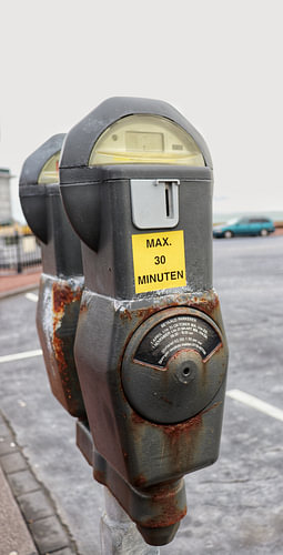 Vintage parking meter in color