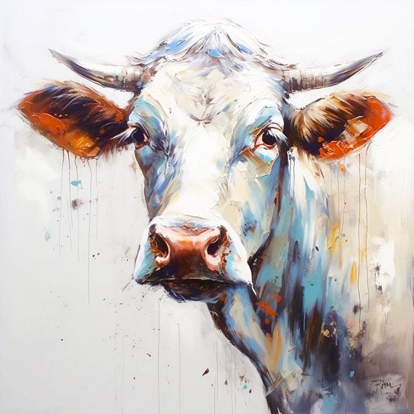Koe portret expressionistisch rustig ontspannen modern van gm_designs