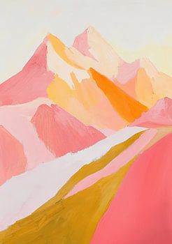 Bergen minimalistisch pastel natuur roze