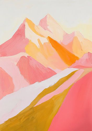 Mountains minimalist pastel nature pink