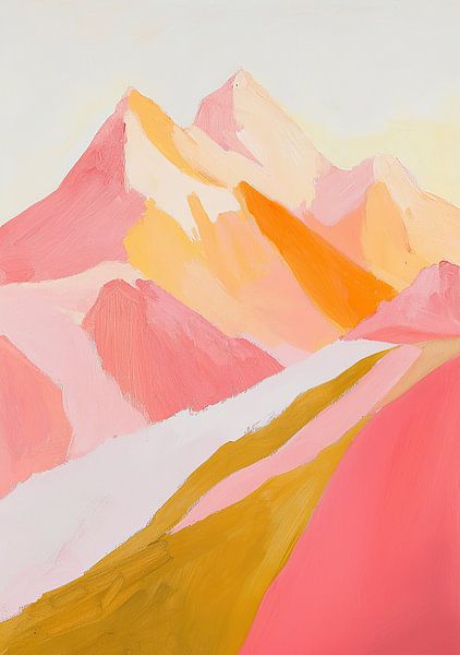 Mountains minimalist pastel nature pink by Niklas Maximilian