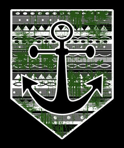 Wappen im norddeutschen Stil mit Anker und Maorie Muster