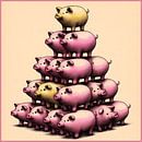 Piramide van roze en gele varkens van Hey Art! thumbnail