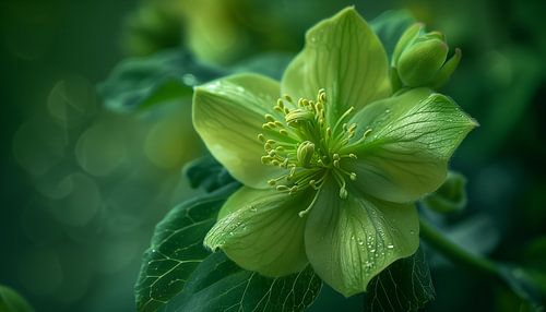 Groene bloem macrofotografie panorama