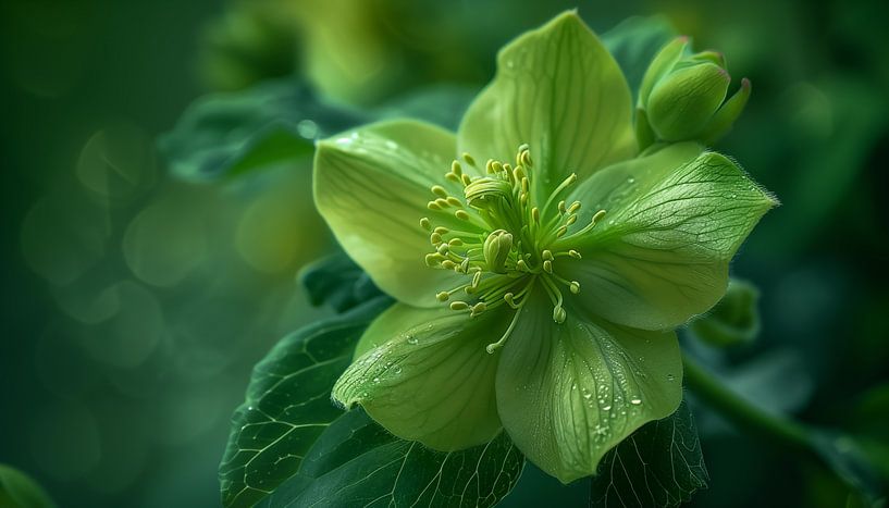Groene bloem macrofotografie panorama van TheXclusive Art