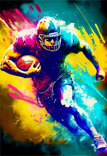 Impressionist painting of rugby player. Part 4