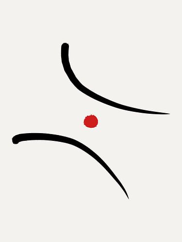 Minimalistisches und abstraktes Kunstwerk mit Linien und einem Kreis