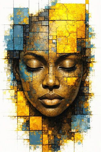 Orange Turquoise Portrait of a woman