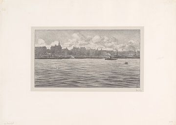 Simon Moulijn, Gezicht op Rotterdam vanaf het water De Boompjes, 1910 van Atelier Liesjes