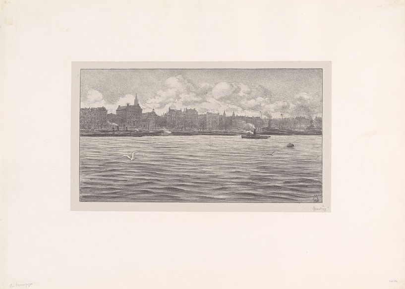 Simon Moulijn, View of Rotterdam from the water De Boompjes, 1910 by Atelier Liesjes