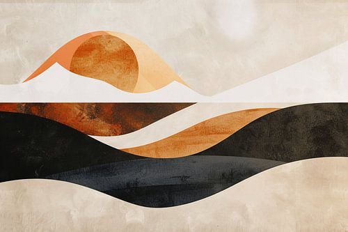 Golvende Abstractie in Warme Aardekleuren